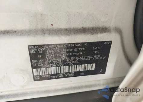 2021 Toyota Rav4 Le из США, поврежденный, VIN 2T3H1RFVXMC145721